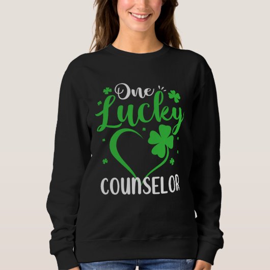 One Lucky Counselor Heart Shamrock St Patricks Day Trui (Voorkant)