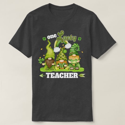 One Lucky Cute Teacher Leopard Gnomes Happy St Pat T-shirt (Design voorkant)