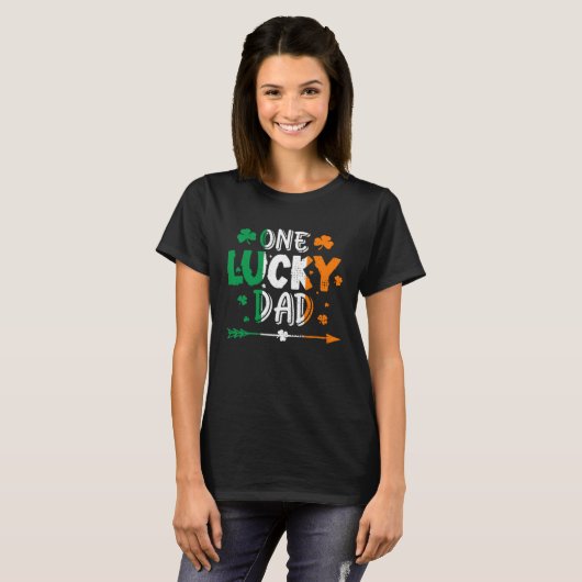 One Lucky Dad St Patricks Day Irish Flag Ireland F T-shirt (Voorkant volledig)
