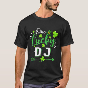 One Lucky DJ Music Shamrock Leprechaun Pet St Patr T-shirt