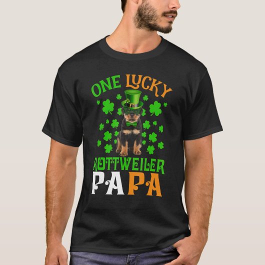 One Lucky Dog Papa Rottweiler Retriever Vader St P T-shirt (Voorkant)