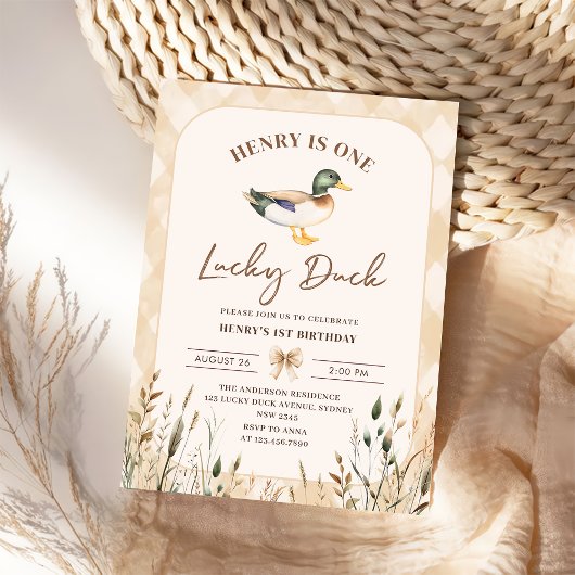 One Lucky Duck 1e verjaardag Kaart