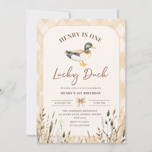  One Lucky Duck 1e verjaardag Kaart (Voorkant)