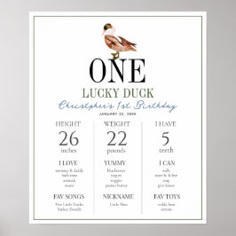 One Lucky Duck 1e Verjaardag Milestone Poster