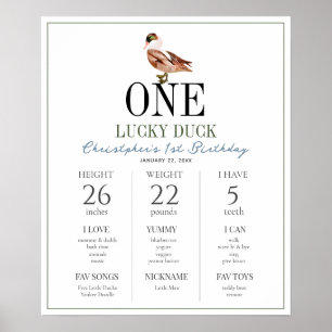 One Lucky Duck 1e Verjaardag Milestone Poster