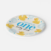 One Lucky Duck 1st Birthday Blue Paper Borden Papieren Bordje (Gekanteld)