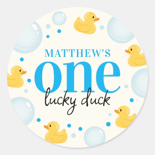 One Lucky Duck 1st Birthday Favoriet Ronde Sticker (Voorkant)