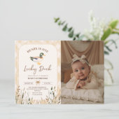 One Lucky Duck 1st Birthday Foto Kaart (Staand voorkant)