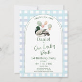 One Lucky Duck 1st Birthday Invitation Kaart (Voorkant)