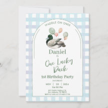 One Lucky Duck 1st Birthday Invitation