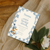 "One Lucky Duck" 1st First Birthday Invitation Kaart