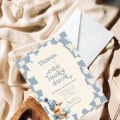 "One Lucky Duck" 1st First Birthday Invitation Kaart