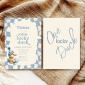 "One Lucky Duck" 1st First Birthday Invitation Kaart
