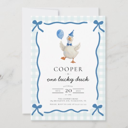 One Lucky Duck 1st Verjaardag Kaart (Voorkant)