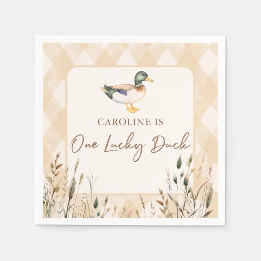 One Lucky Duck 1st Verjaardag servetten (Voorkant)