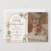  One Lucky Duck Balloon 1st Birthday Foto Kaart (Voorkant)