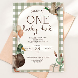 One Lucky Duck Birthday Invitation Boys First Birt Kaart