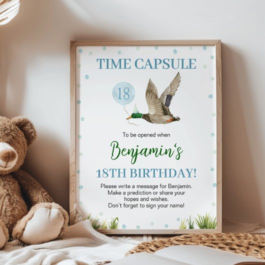 One Lucky Duck Boy Verjaardag Time Capsule Sign Poster