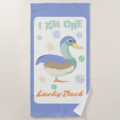 One Lucky Duck & Bubbles Blue Pastel Strandlaken (Voorkant)