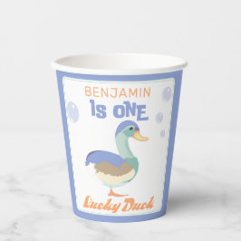One Lucky Duck & Bubbles Eerste Verjaardag Pastel Papieren Bekers