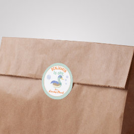 One Lucky Duck & Bubbles Eerste Verjaardag Pastel Ronde Sticker