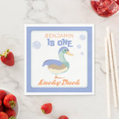 One Lucky Duck & Bubbles Eerste Verjaardag Pastel Servet (Insitu)