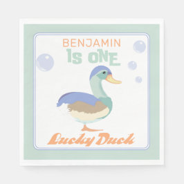 One Lucky Duck & Bubbles Eerste Verjaardag Pastel Servet