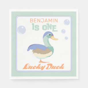 One Lucky Duck &  Bubbles Eerste Verjaardag Pastel Servet
