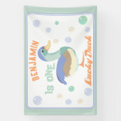 One Lucky Duck & Bubbles Eerste Verjaardag Pastel Spandoek (Verticaal)