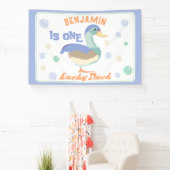 One Lucky Duck & Bubbles Eerste Verjaardag Pastel Spandoek (Insitu)