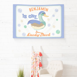 One Lucky Duck & Bubbles Eerste Verjaardag Pastel Spandoek
