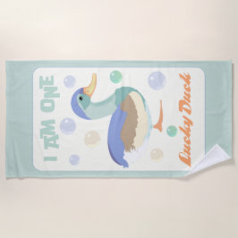 One Lucky Duck & Bubbles Green Pastel Strandlaken