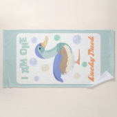 One Lucky Duck & Bubbles Groen Pastel Strandlaken (Voorkant)