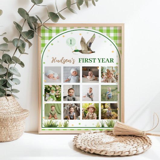 One Lucky Duck Eerste Jaar Foto Mijlpaal Poster