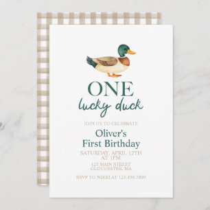 One Lucky Duck eerste verjaardag Kaart