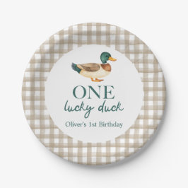 One Lucky Duck eerste verjaardag Papieren Bordje