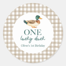 One Lucky Duck eerste verjaardag Ronde Sticker