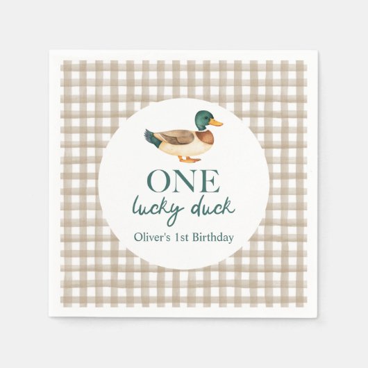 One Lucky Duck eerste verjaardag Servet (Voorkant)