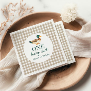 One Lucky Duck eerste verjaardag Servet