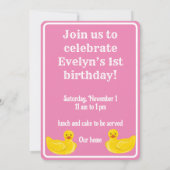 One Lucky Duck First Birthday Invitation Kaart (Achterkant)