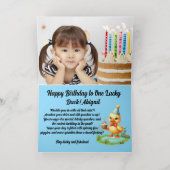 One Lucky Duck Foto Girly 1e verjaardag Folie Wenskaart (Binnenlaag)