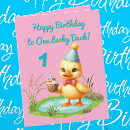 One Lucky Duck Foto Girly Kids Verjaardag Groeten Kaart