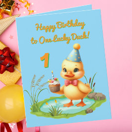 One Lucky Duck Foto Girly Kids Verjaardag Groeten Kaart