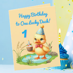 One Lucky Duck Foto Girly Kids Verjaardag Groeten Kaart
