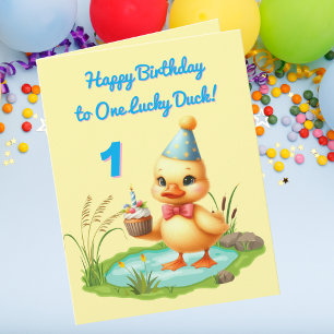 One Lucky Duck Foto Girly Kids Verjaardag Groeten Kaart