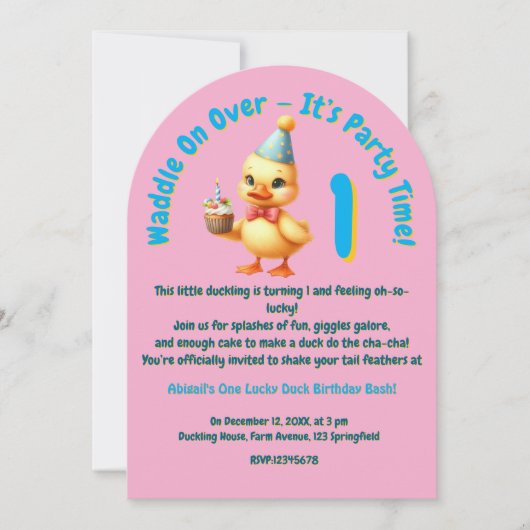 One Lucky Duck Foto Girly Kids Verjaardag Kaart (Voorkant)