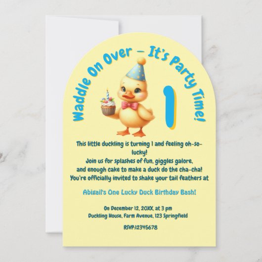 One Lucky Duck Foto Girly Kids Verjaardag Kaart (Voorkant)