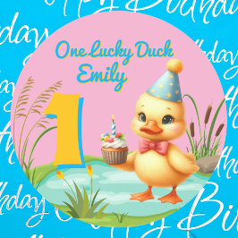 One Lucky Duck Girl 1st Verjaardagsfeest Ronde Sticker