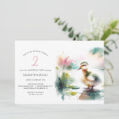 One Lucky Duck Girl Uitnodigingen voor de 2e verja (Staand voorkant)