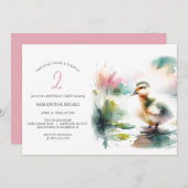 One Lucky Duck Girl Uitnodigingen voor de 2e verja (Voorkant / Achterkant)